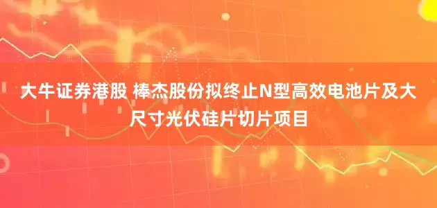 大牛证券港股 棒杰股份拟终止N型高效电池片及大尺寸光伏硅片切片项目
